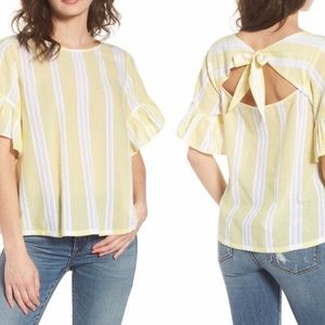 BP (Nordstrom) yellow Stripe Tie Back Top